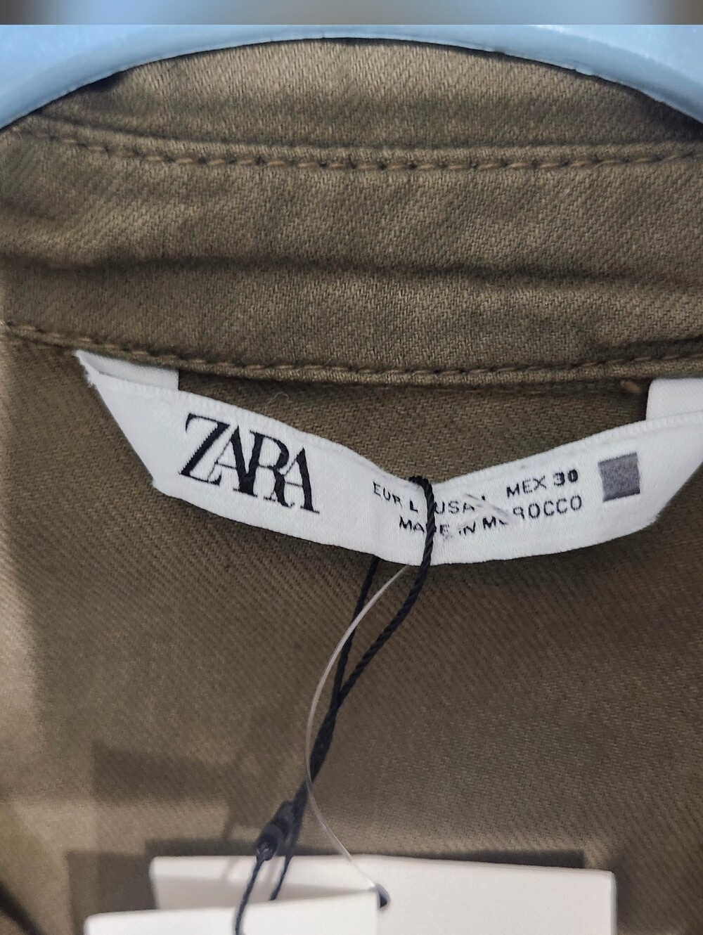 ZARA Olive Green Oversized Utility Shacket Shirt Jacket Cotton Size Large NWT - Picture 5 of 6